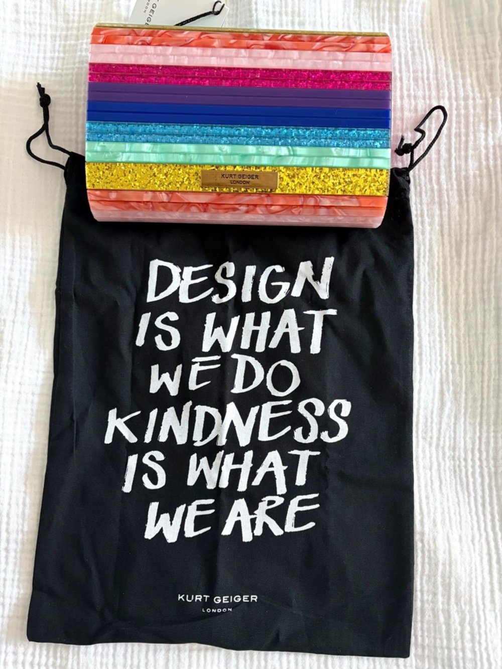 Kurt Geiger Multicolor Rainbow Stripe Acrylic Clutch